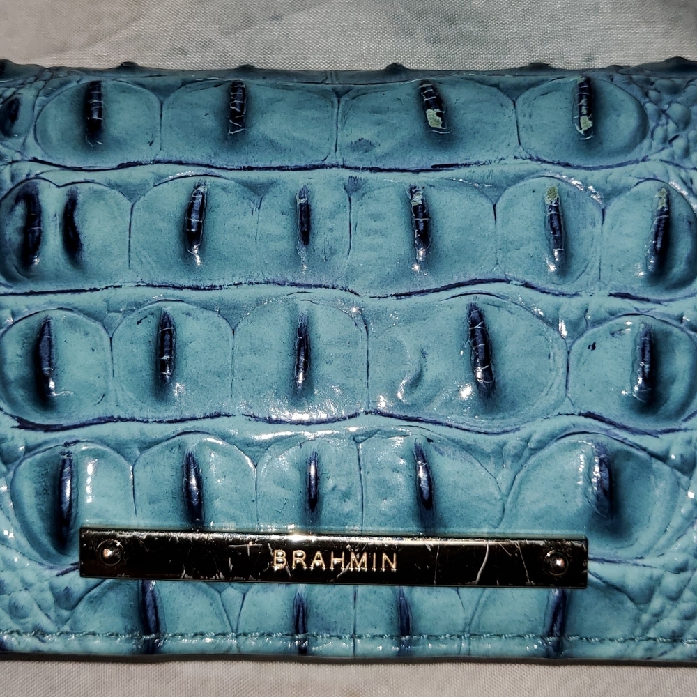 Brahmin Turquoise Croc-Embossed Clutch